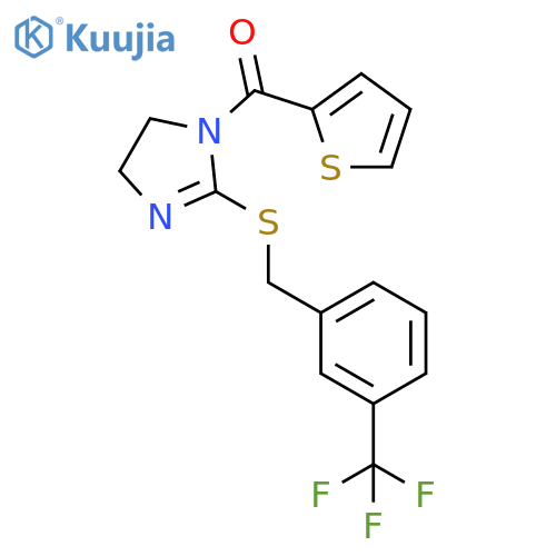 1-(thiophene-2-carbonyl)-2-({3-(trifluoromethyl)phenylmethyl}sulfanyl)-4,5-dihydro-1H-imidazole structure