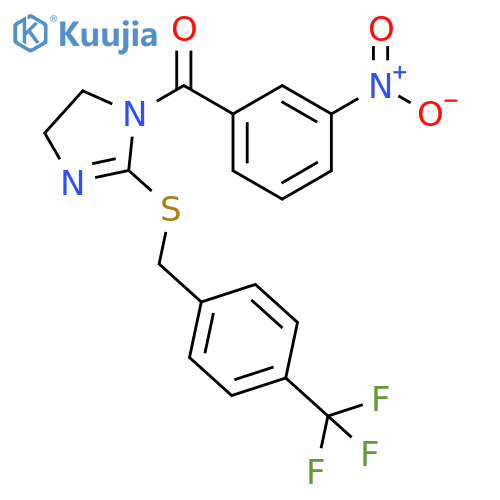 1-(3-nitrobenzoyl)-2-({[4-(trifluoromethyl)phenyl]methyl}sulfanyl)-4,5-dihydro-1H-imidazole structure