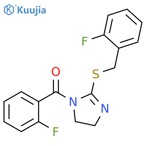 1-(2-fluorobenzoyl)-2-{(2-fluorophenyl)methylsulfanyl}-4,5-dihydro-1H-imidazole structure