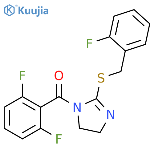 1-(2,6-difluorobenzoyl)-2-{[(2-fluorophenyl)methyl]sulfanyl}-4,5-dihydro-1H-imidazole structure