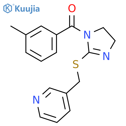 3-({1-(3-methylbenzoyl)-4,5-dihydro-1H-imidazol-2-ylsulfanyl}methyl)pyridine structure