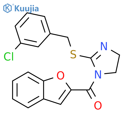 1-(1-benzofuran-2-carbonyl)-2-{(3-chlorophenyl)methylsulfanyl}-4,5-dihydro-1H-imidazole structure