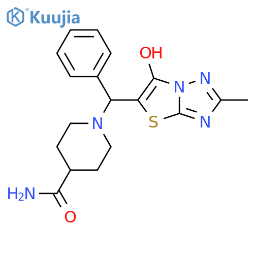 1-({6-hydroxy-2-methyl-1,2,4triazolo3,2-b1,3thiazol-5-yl}(phenyl)methyl)piperidine-4-carboxamide structure