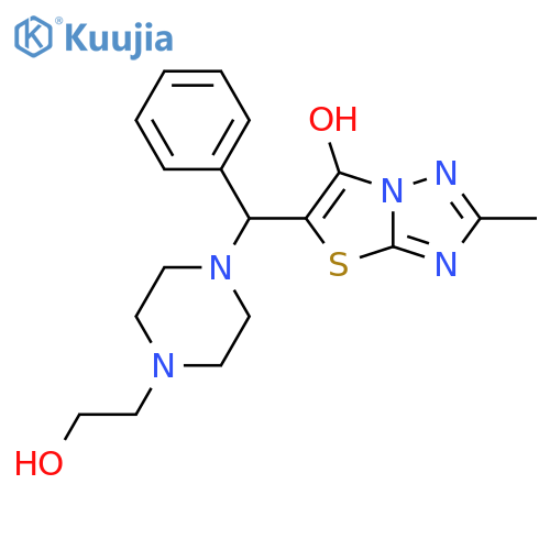 5-{4-(2-hydroxyethyl)piperazin-1-yl(phenyl)methyl}-2-methyl-1,2,4triazolo3,2-b1,3thiazol-6-ol structure