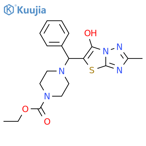 ethyl 4-({6-hydroxy-2-methyl-1,2,4triazolo3,2-b1,3thiazol-5-yl}(phenyl)methyl)piperazine-1-carboxylate structure