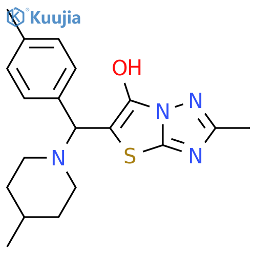 2-methyl-5-[(4-methylphenyl)(4-methylpiperidin-1-yl)methyl]-[1,2,4]triazolo[3,2-b][1,3]thiazol-6-ol structure
