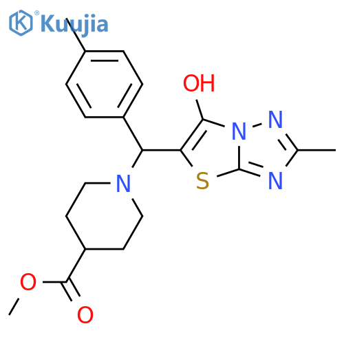 methyl 1-({6-hydroxy-2-methyl-1,2,4triazolo3,2-b1,3thiazol-5-yl}(4-methylphenyl)methyl)piperidine-4-carboxylate structure