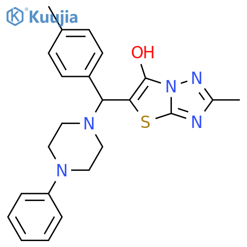 2-methyl-5-(4-methylphenyl)(4-phenylpiperazin-1-yl)methyl-1,2,4triazolo3,2-b1,3thiazol-6-ol structure