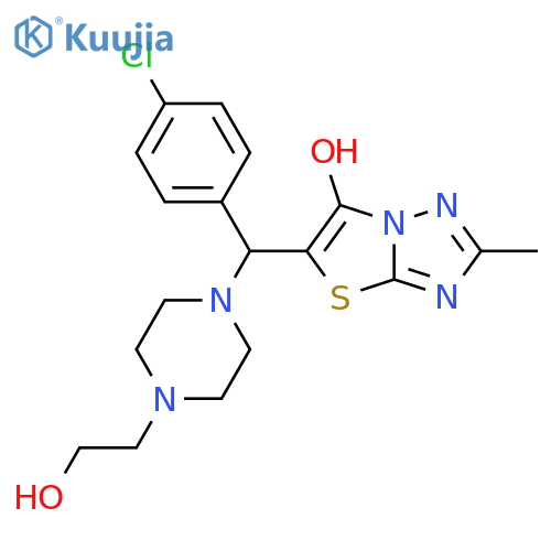 5-(4-chlorophenyl)4-(2-hydroxyethyl)piperazin-1-ylmethyl-2-methyl-1,2,4triazolo3,2-b1,3thiazol-6-ol structure