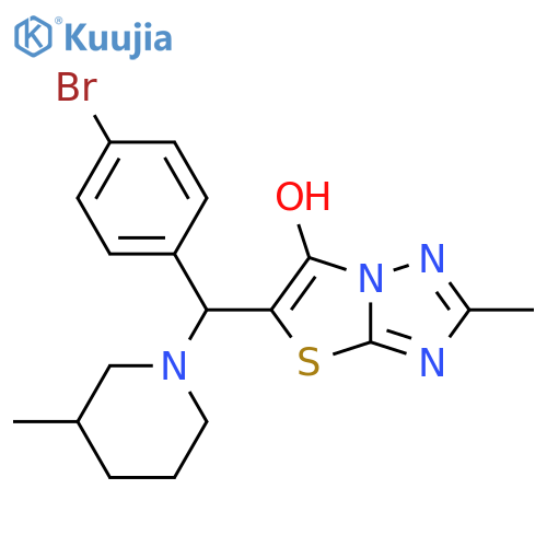 5-(4-bromophenyl)(3-methylpiperidin-1-yl)methyl-2-methyl-1,2,4triazolo3,2-b1,3thiazol-6-ol structure
