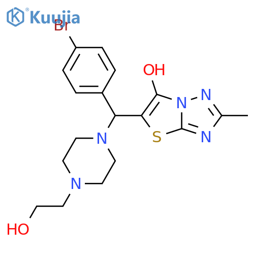 5-(4-bromophenyl)4-(2-hydroxyethyl)piperazin-1-ylmethyl-2-methyl-1,2,4triazolo3,2-b1,3thiazol-6-ol structure