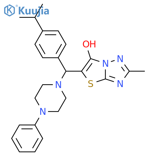 2-methyl-5-(4-phenylpiperazin-1-yl)4-(propan-2-yl)phenylmethyl-1,2,4triazolo3,2-b1,3thiazol-6-ol structure
