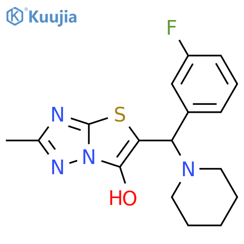 5-(3-fluorophenyl)(piperidin-1-yl)methyl-2-methyl-1,2,4triazolo3,2-b1,3thiazol-6-ol structure
