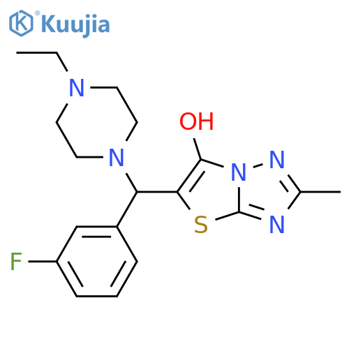 5-(4-ethylpiperazin-1-yl)(3-fluorophenyl)methyl-2-methyl-1,2,4triazolo3,2-b1,3thiazol-6-ol structure