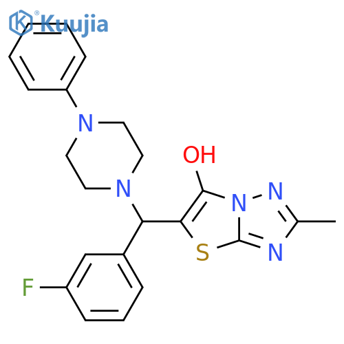 5-(3-fluorophenyl)(4-phenylpiperazin-1-yl)methyl-2-methyl-1,2,4triazolo3,2-b1,3thiazol-6-ol structure