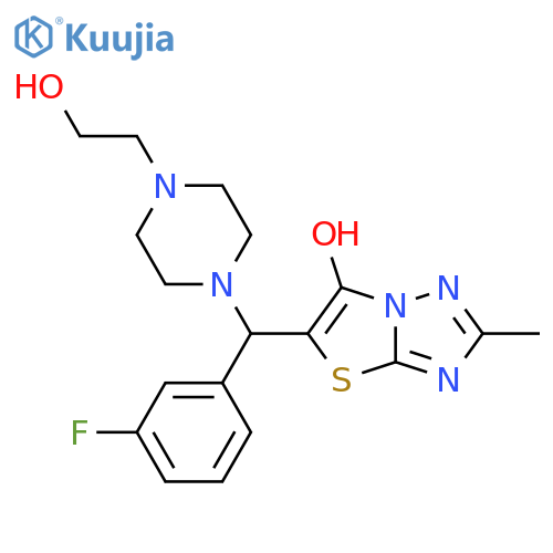 5-(3-fluorophenyl)4-(2-hydroxyethyl)piperazin-1-ylmethyl-2-methyl-1,2,4triazolo3,2-b1,3thiazol-6-ol structure