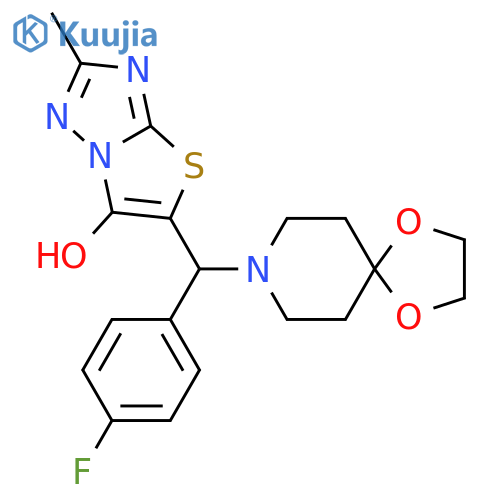 5-({1,4-dioxa-8-azaspiro4.5decan-8-yl}(4-fluorophenyl)methyl)-2-methyl-1,2,4triazolo3,2-b1,3thiazol-6-ol structure