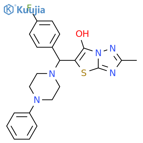 5-(4-fluorophenyl)(4-phenylpiperazin-1-yl)methyl-2-methyl-1,2,4triazolo3,2-b1,3thiazol-6-ol structure