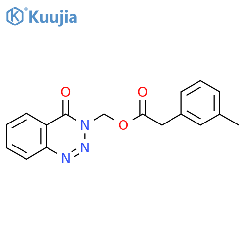 (4-oxo-3,4-dihydro-1,2,3-benzotriazin-3-yl)methyl 2-(3-methylphenyl)acetate structure
