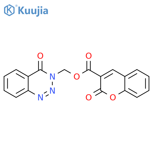 (4-oxo-3,4-dihydro-1,2,3-benzotriazin-3-yl)methyl 2-oxo-2H-chromene-3-carboxylate structure