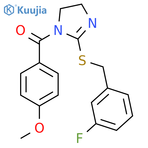 2-{(3-fluorophenyl)methylsulfanyl}-1-(4-methoxybenzoyl)-4,5-dihydro-1H-imidazole structure