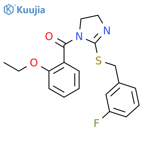 1-(2-ethoxybenzoyl)-2-{(3-fluorophenyl)methylsulfanyl}-4,5-dihydro-1H-imidazole structure