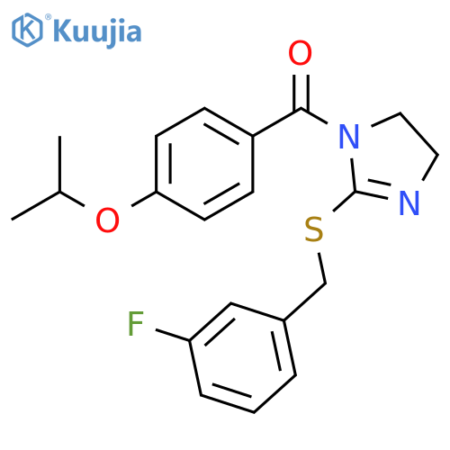 2-{(3-fluorophenyl)methylsulfanyl}-1-4-(propan-2-yloxy)benzoyl-4,5-dihydro-1H-imidazole structure