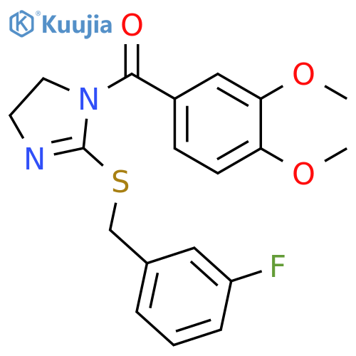 1-(3,4-dimethoxybenzoyl)-2-{(3-fluorophenyl)methylsulfanyl}-4,5-dihydro-1H-imidazole structure