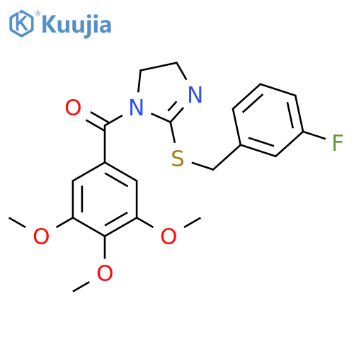 2-{(3-fluorophenyl)methylsulfanyl}-1-(3,4,5-trimethoxybenzoyl)-4,5-dihydro-1H-imidazole structure