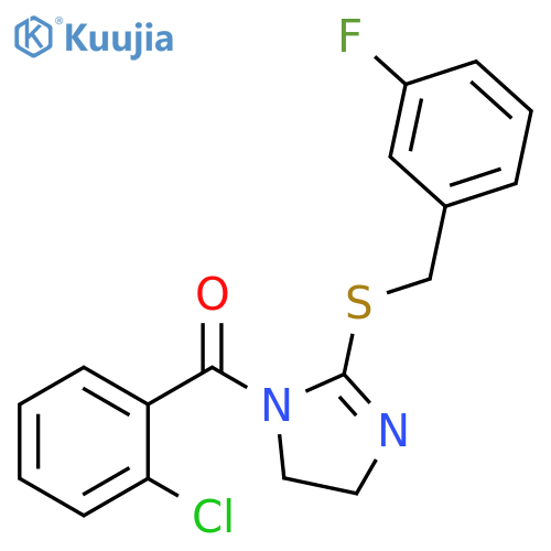 1-(2-chlorobenzoyl)-2-{(3-fluorophenyl)methylsulfanyl}-4,5-dihydro-1H-imidazole structure