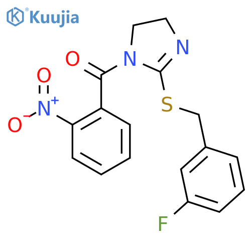 2-{(3-fluorophenyl)methylsulfanyl}-1-(2-nitrobenzoyl)-4,5-dihydro-1H-imidazole structure