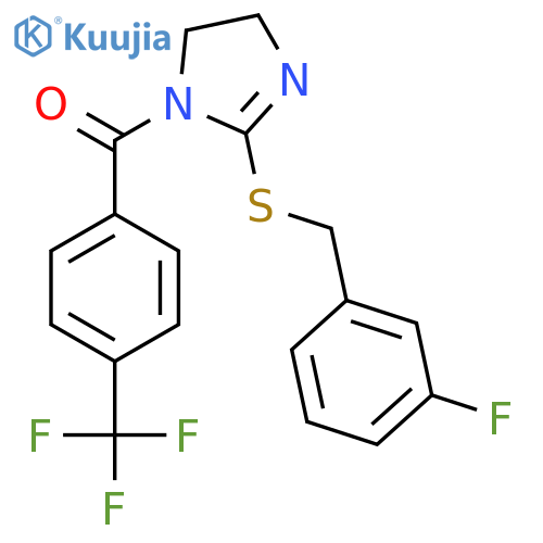 2-{(3-fluorophenyl)methylsulfanyl}-1-4-(trifluoromethyl)benzoyl-4,5-dihydro-1H-imidazole structure