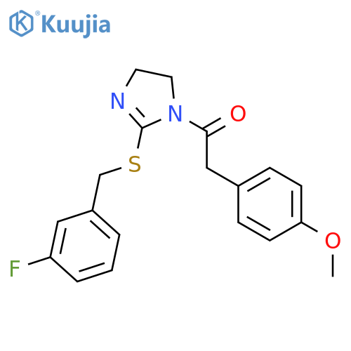 1-(2-{(3-fluorophenyl)methylsulfanyl}-4,5-dihydro-1H-imidazol-1-yl)-2-(4-methoxyphenyl)ethan-1-one structure