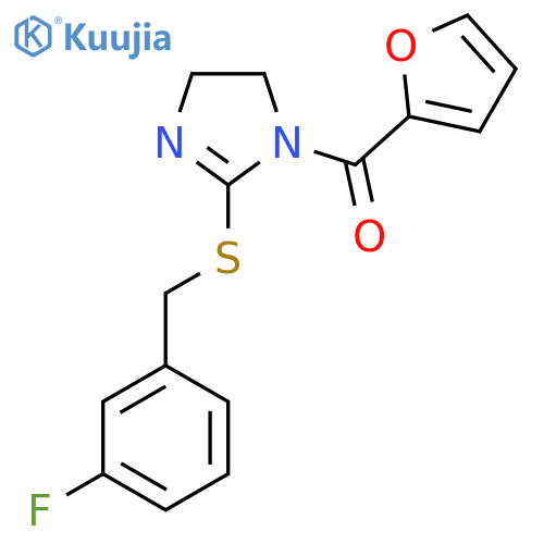 2-{(3-fluorophenyl)methylsulfanyl}-1-(furan-2-carbonyl)-4,5-dihydro-1H-imidazole structure