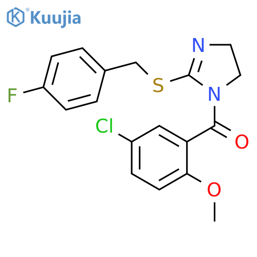1-(5-chloro-2-methoxybenzoyl)-2-{(4-fluorophenyl)methylsulfanyl}-4,5-dihydro-1H-imidazole structure