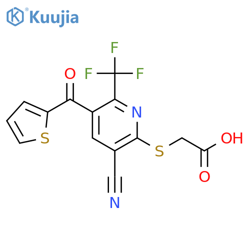 2-{3-cyano-5-(thiophene-2-carbonyl)-6-(trifluoromethyl)pyridin-2-ylsulfanyl}acetic acid structure