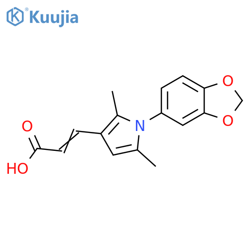 3-1-(1,3-dioxaindan-5-yl)-2,5-dimethyl-1H-pyrrol-3-ylprop-2-enoic acid structure