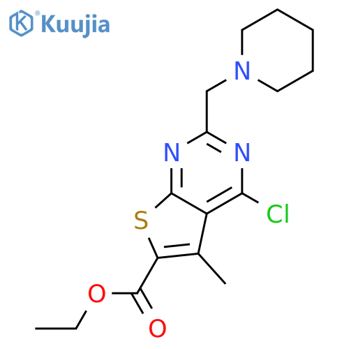 ethyl 4-chloro-5-methyl-2-(piperidin-1-yl)methylthieno2,3-dpyrimidine-6-carboxylate structure