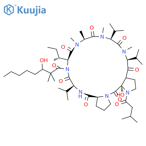 Cyclo[N-methyl-L-alanyl-N-methyl-L-valyl-N-methyl-L-valyl-(2S)-2-hydroxy-3-methylbutanoyl-L-prolyl-L-prolyl-L-valyl-(3R)-3-hydroxy-2,2-dimethyloctanoyl-L-isoleucyl] structure