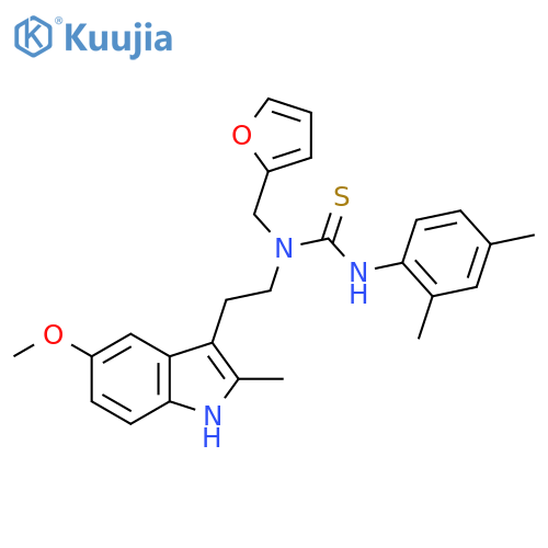 1-(2,4-dimethylphenyl)-3-(furan-2-yl)methyl-3-2-(5-methoxy-2-methyl-1H-indol-3-yl)ethylthiourea structure