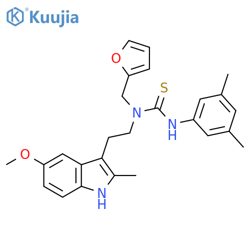 1-(3,5-dimethylphenyl)-3-(furan-2-yl)methyl-3-2-(5-methoxy-2-methyl-1H-indol-3-yl)ethylthiourea structure