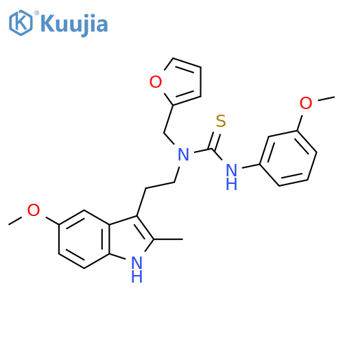 3-(furan-2-yl)methyl-3-2-(5-methoxy-2-methyl-1H-indol-3-yl)ethyl-1-(3-methoxyphenyl)thiourea structure