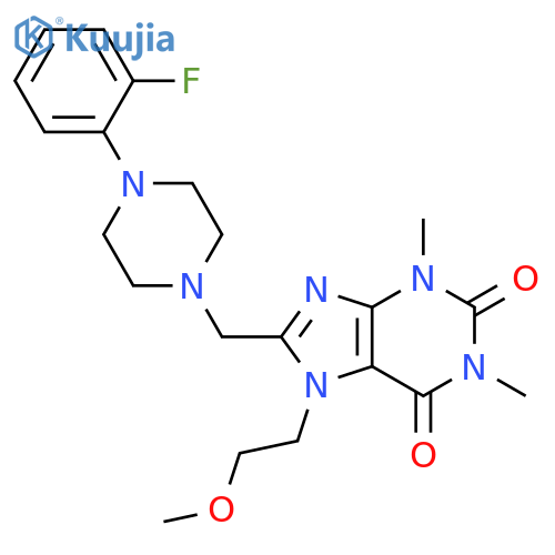 8-{4-(2-fluorophenyl)piperazin-1-ylmethyl}-7-(2-methoxyethyl)-1,3-dimethyl-2,3,6,7-tetrahydro-1H-purine-2,6-dione structure