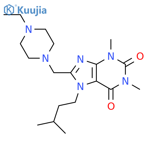 8-(4-ethylpiperazin-1-yl)methyl-1,3-dimethyl-7-(3-methylbutyl)-2,3,6,7-tetrahydro-1H-purine-2,6-dione structure