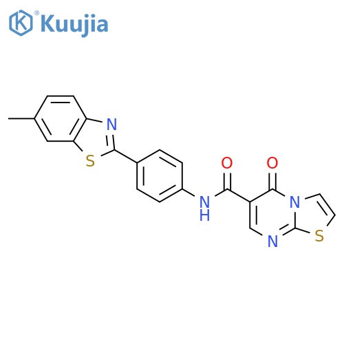 N-4-(6-methyl-1,3-benzothiazol-2-yl)phenyl-5-oxo-5H-1,3thiazolo3,2-apyrimidine-6-carboxamide structure