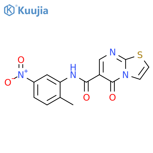N-(2-methyl-5-nitrophenyl)-5-oxo-5H-1,3thiazolo3,2-apyrimidine-6-carboxamide structure