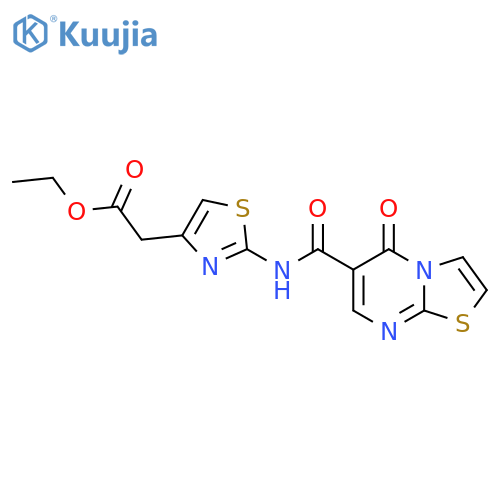ethyl 2-(2-{5-oxo-5H-1,3thiazolo3,2-apyrimidine-6-amido}-1,3-thiazol-4-yl)acetate structure