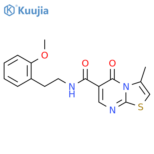 N-2-(2-methoxyphenyl)ethyl-3-methyl-5-oxo-5H-1,3thiazolo3,2-apyrimidine-6-carboxamide structure