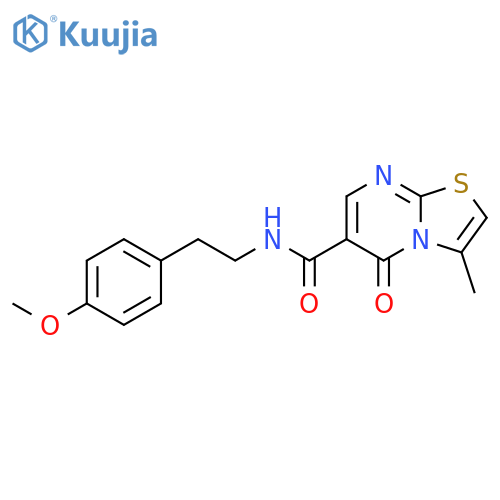 N-2-(4-methoxyphenyl)ethyl-3-methyl-5-oxo-5H-1,3thiazolo3,2-apyrimidine-6-carboxamide structure