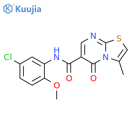 N-(5-chloro-2-methoxyphenyl)-3-methyl-5-oxo-5H-1,3thiazolo3,2-apyrimidine-6-carboxamide structure